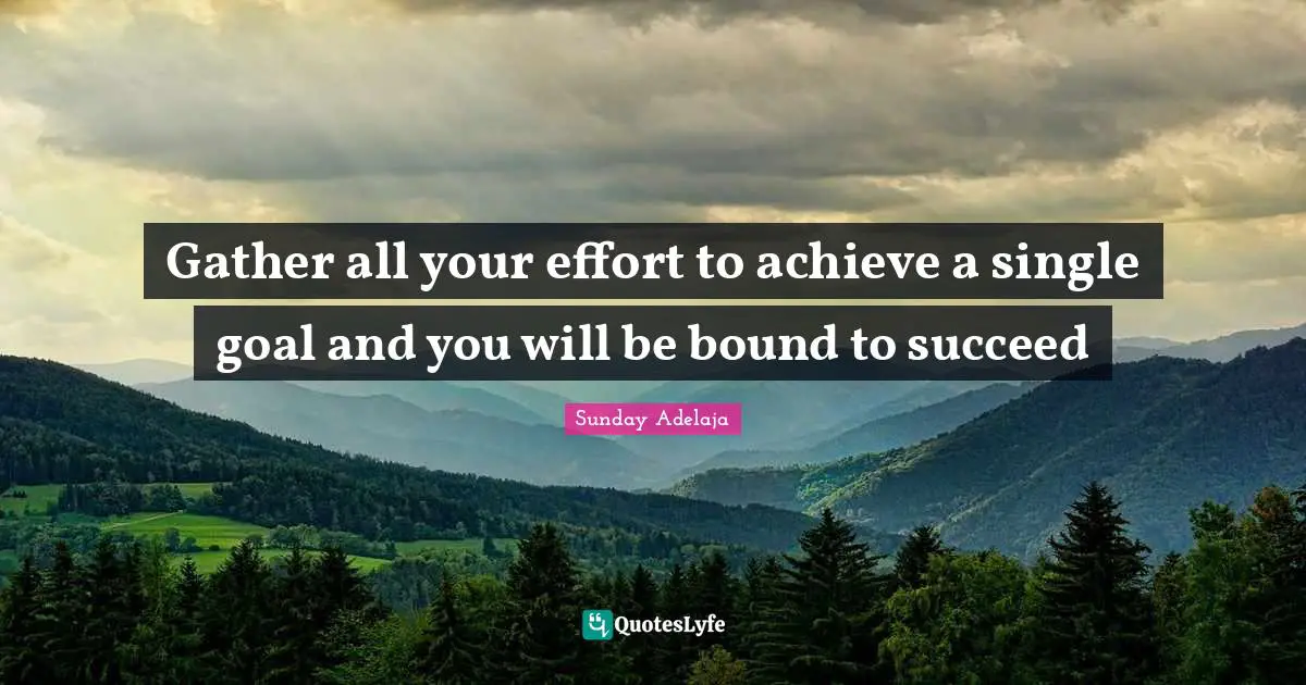 Gather all your effort to achieve a single goal and you will be bound to succeed