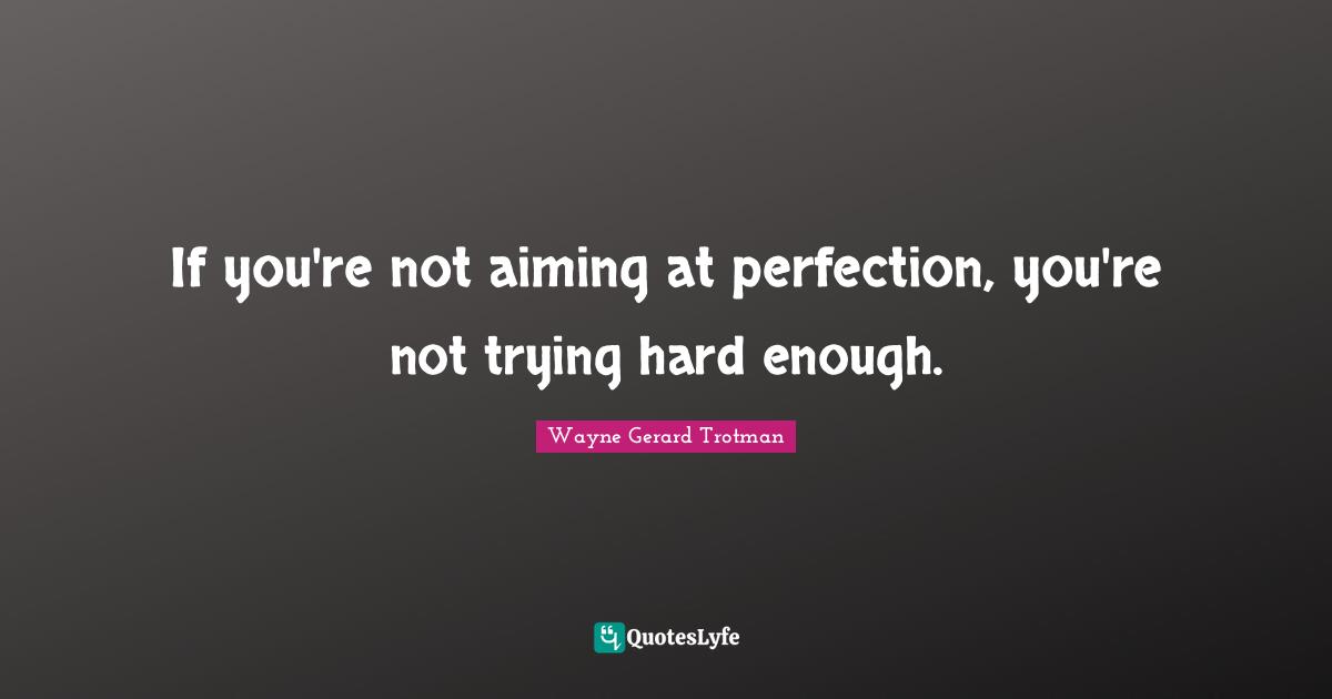 If you're not aiming at perfection, you're not trying hard enough.