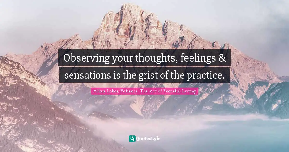 Observing your thoughts, feelings & sensations is the grist of the practice.
