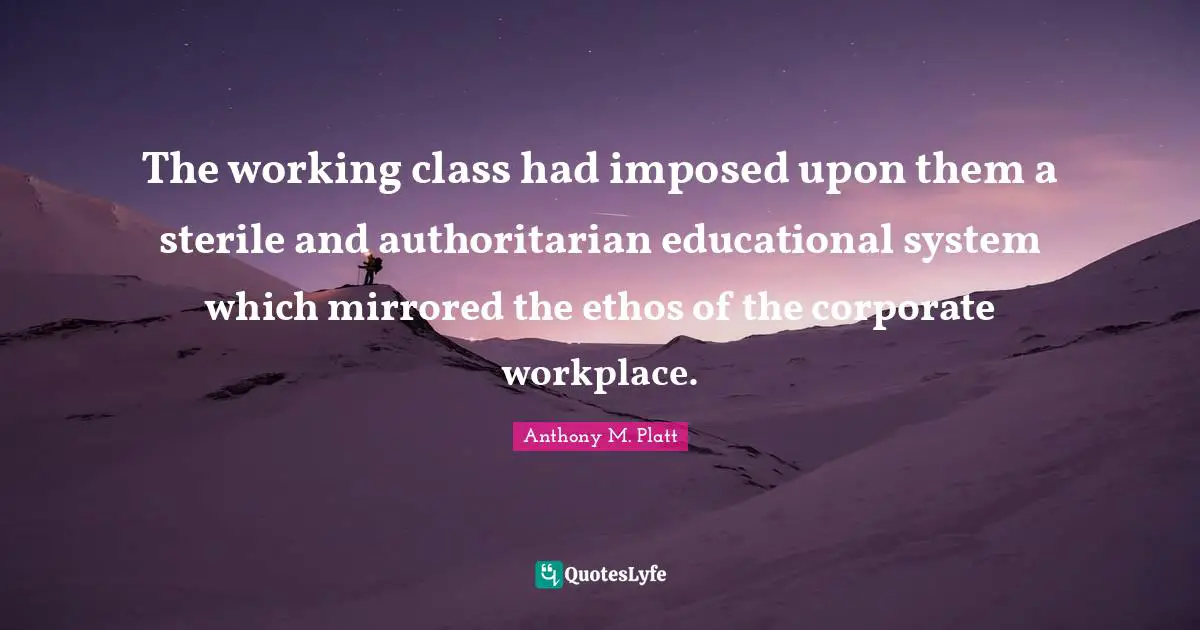 The working class had imposed upon them a sterile and authoritarian educational system which mirrored the ethos of the corporate workplace.