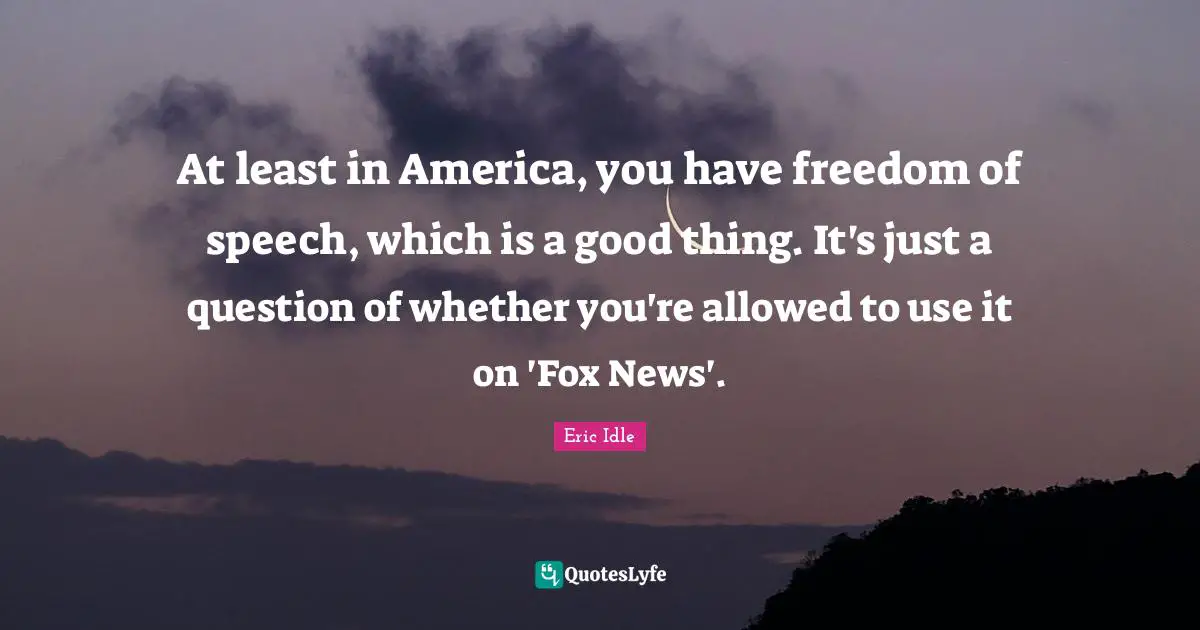 At least in America, you have freedom of speech, which is a good thing. It's just a question of whether you're allowed to use it on 'Fox News'.