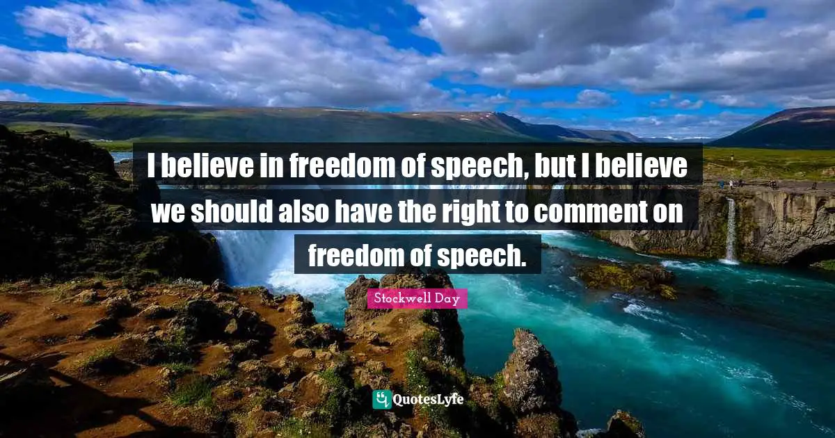 I believe in freedom of speech, but I believe we should also have the right to comment on freedom of speech.