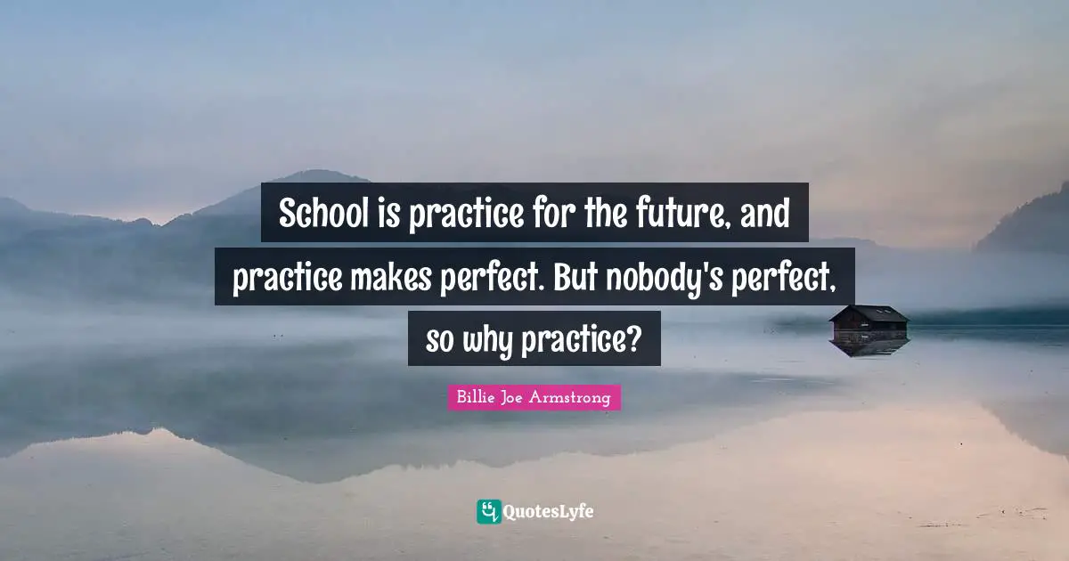 School is practice for the future, and practice makes perfect. But nobody's perfect, so why practice?