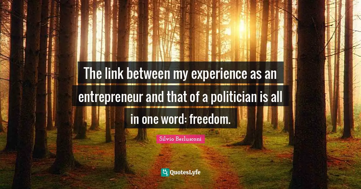 The link between my experience as an entrepreneur and that of a politician is all in one word: freedom.