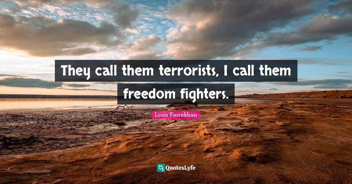 They call them terrorists, I call them freedom fighters.