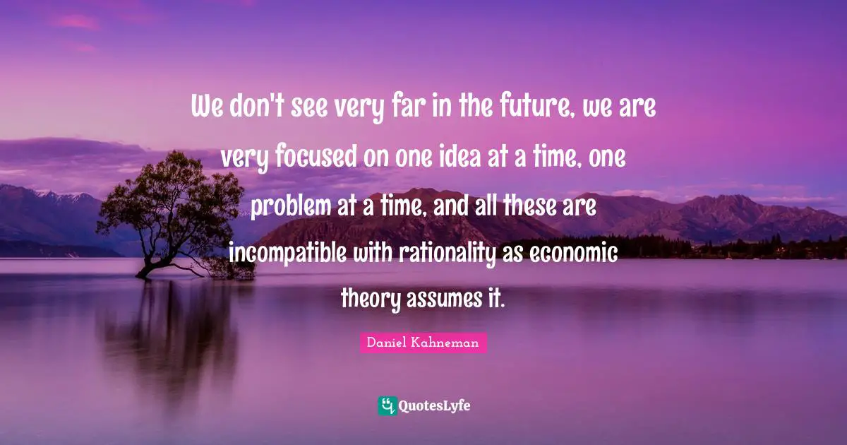 We don't see very far in the future, we are very focused on one idea at a time, one problem at a time, and all these are incompatible with rationality as economic theory assumes it.