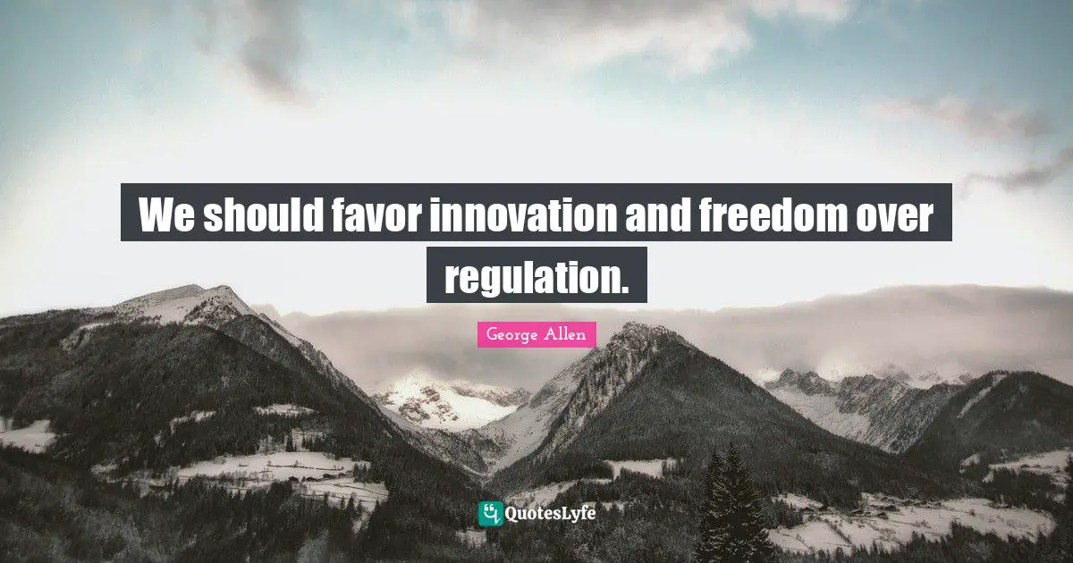 We should favor innovation and freedom over regulation.