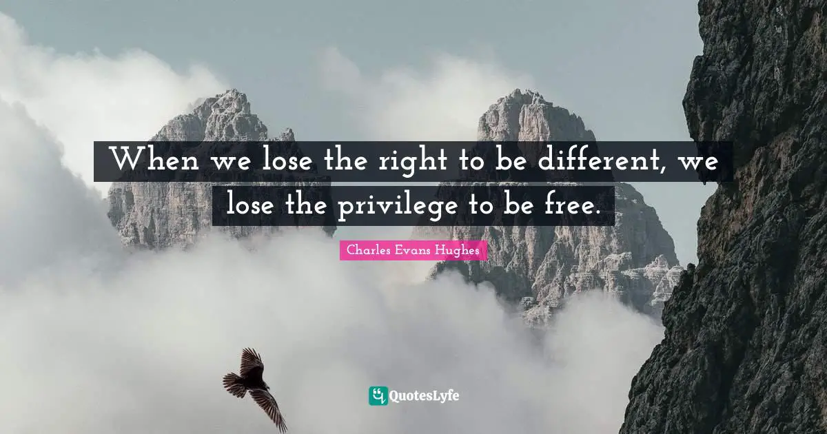 When we lose the right to be different, we lose the privilege to be free.