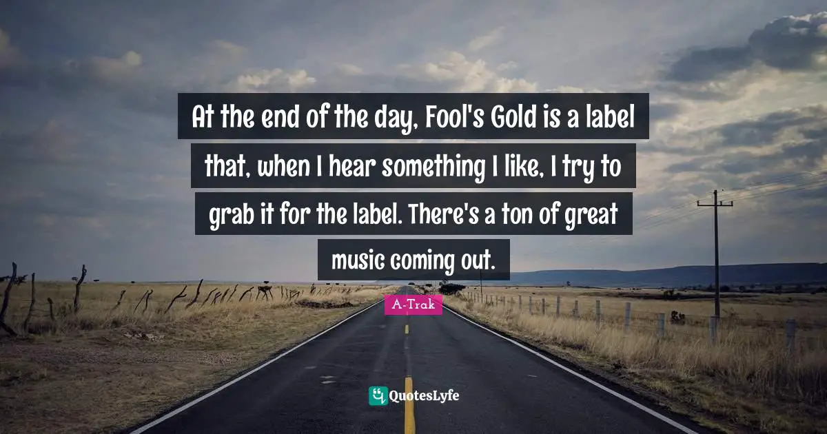 At the end of the day, Fool's Gold is a label that, when I hear something I like, I try to grab it for the label. There's a ton of great music coming out.