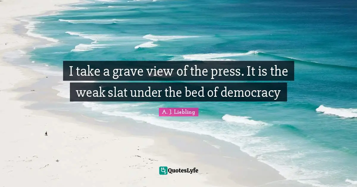 Media Control Quotes: "I take a grave view of the press. It is the weak slat under the bed of democracy"