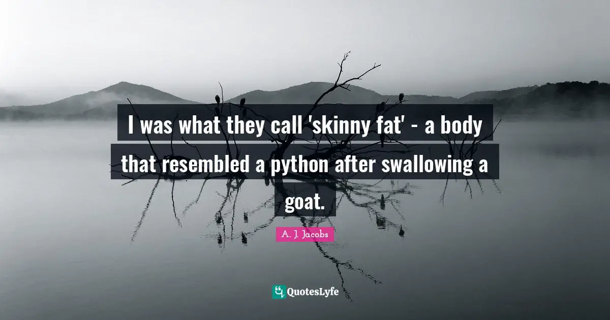I was what they call 'skinny fat' - a body that resembled a python after swallowing a goat.