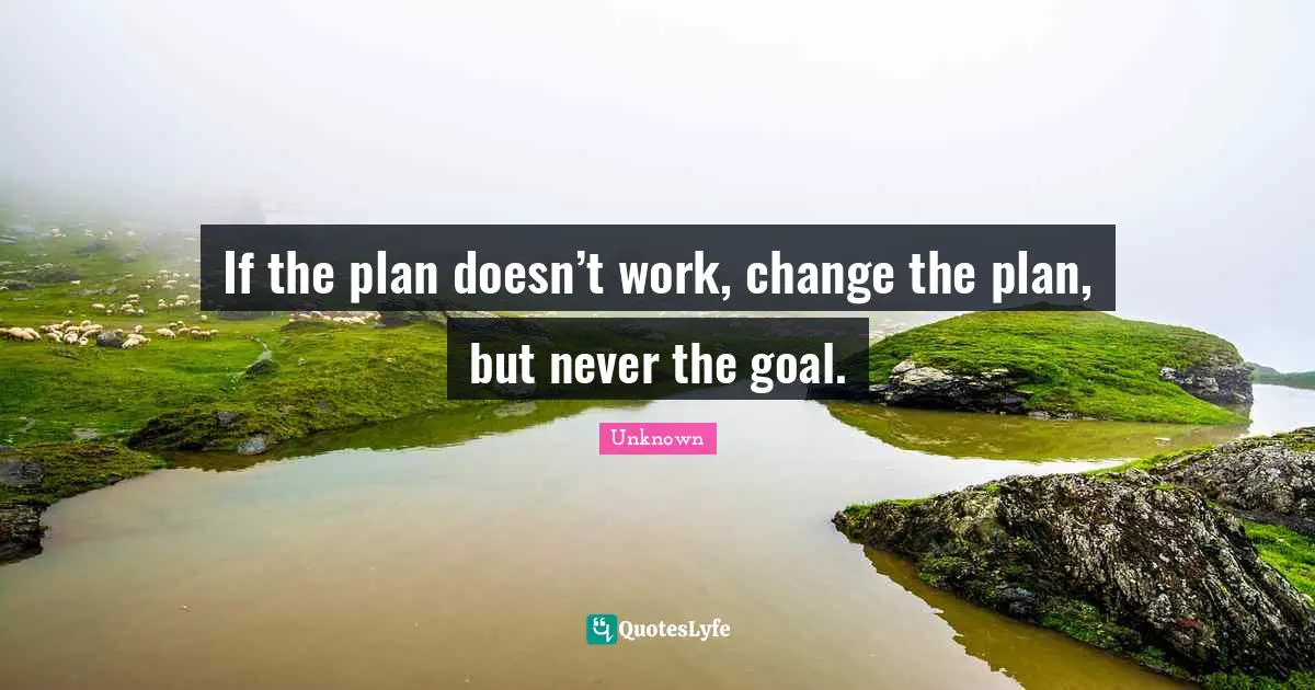 Unknown Quotes: If the plan doesn’t work, change the plan, but never the goal.