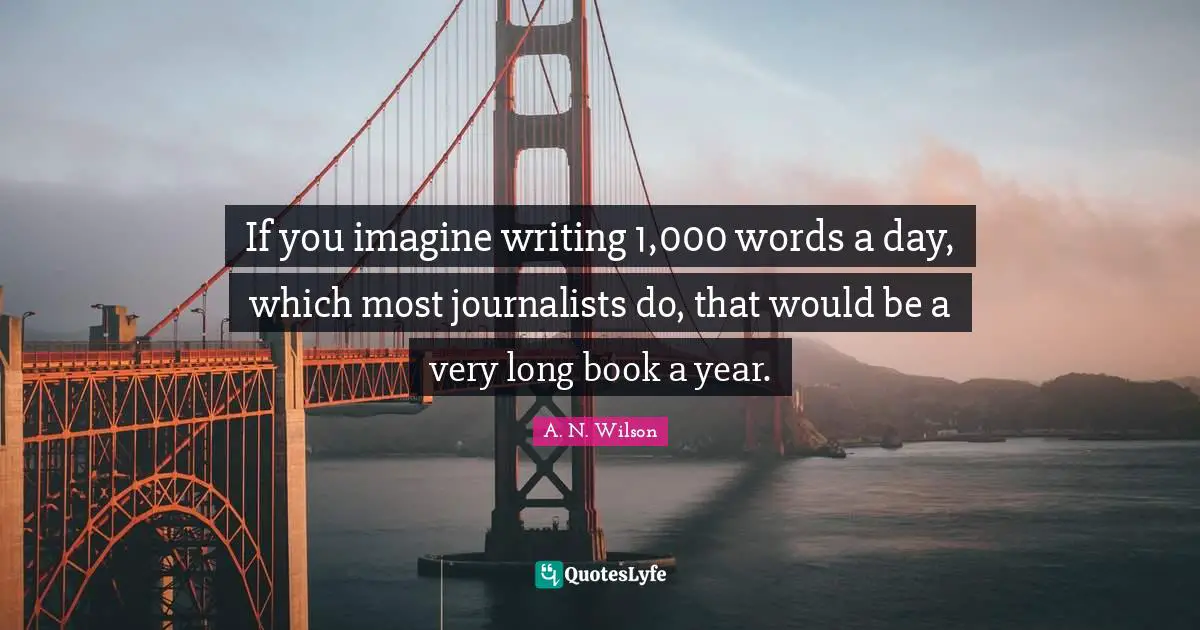 If you imagine writing 1,000 words a day, which most journalists do, that would be a very long book a year.