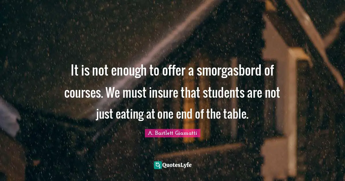 It is not enough to offer a smorgasbord of courses. We must insure that students are not just eating at one end of the table.