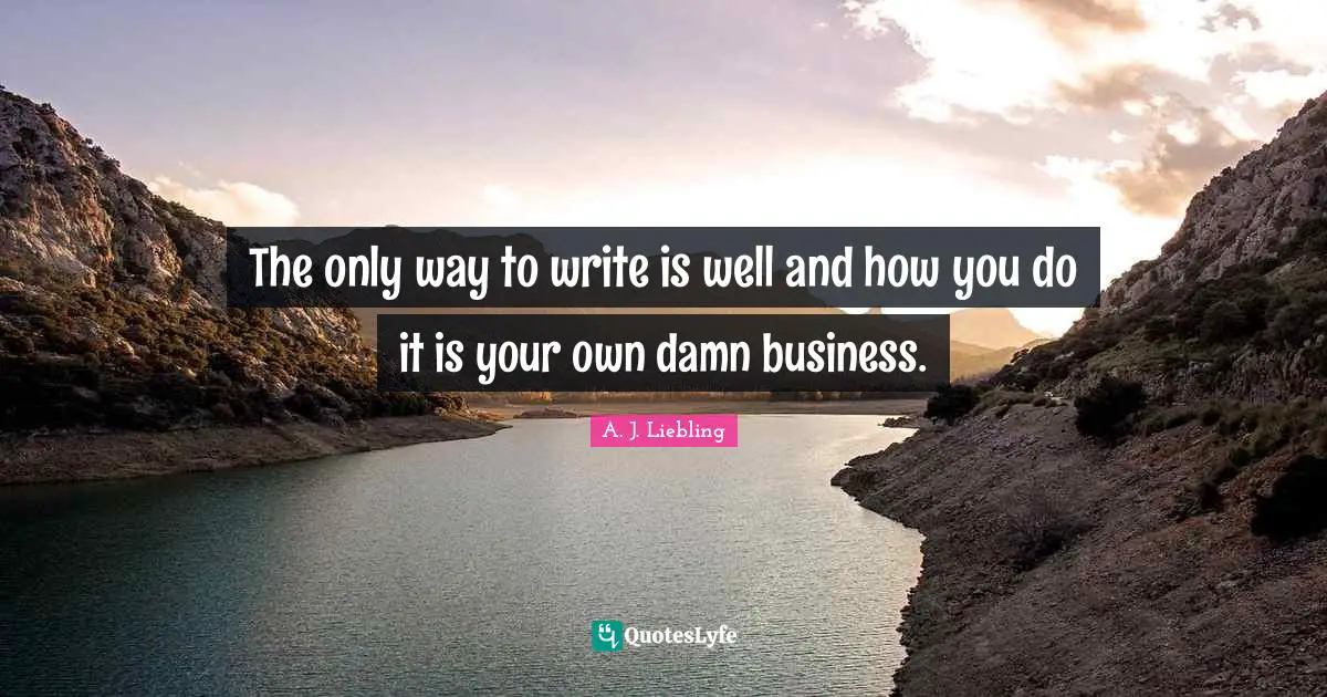 The only way to write is well and how you do it is your own damn business.