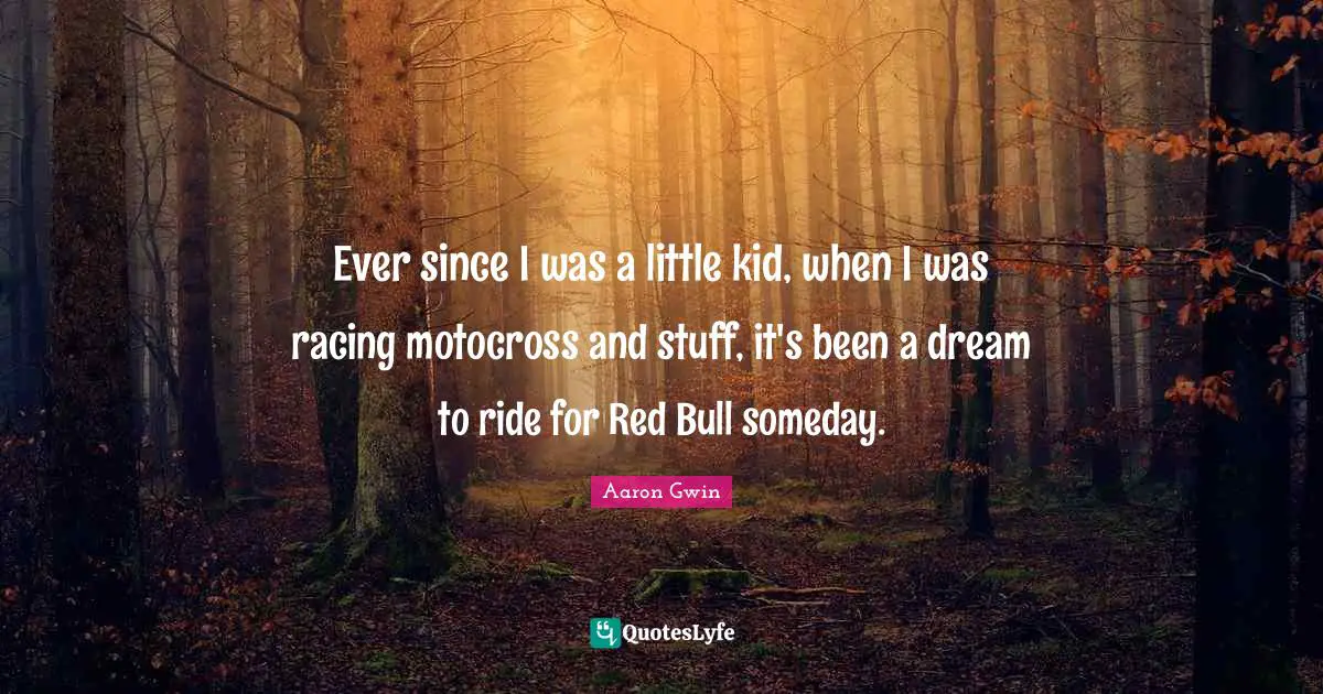 Ever since I was a little kid, when I was racing motocross and stuff, it's been a dream to ride for Red Bull someday.