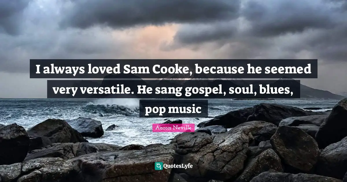 Pop Music Quotes: "I always loved Sam Cooke, because he seemed very versatile. He sang gospel, soul, blues, pop music"