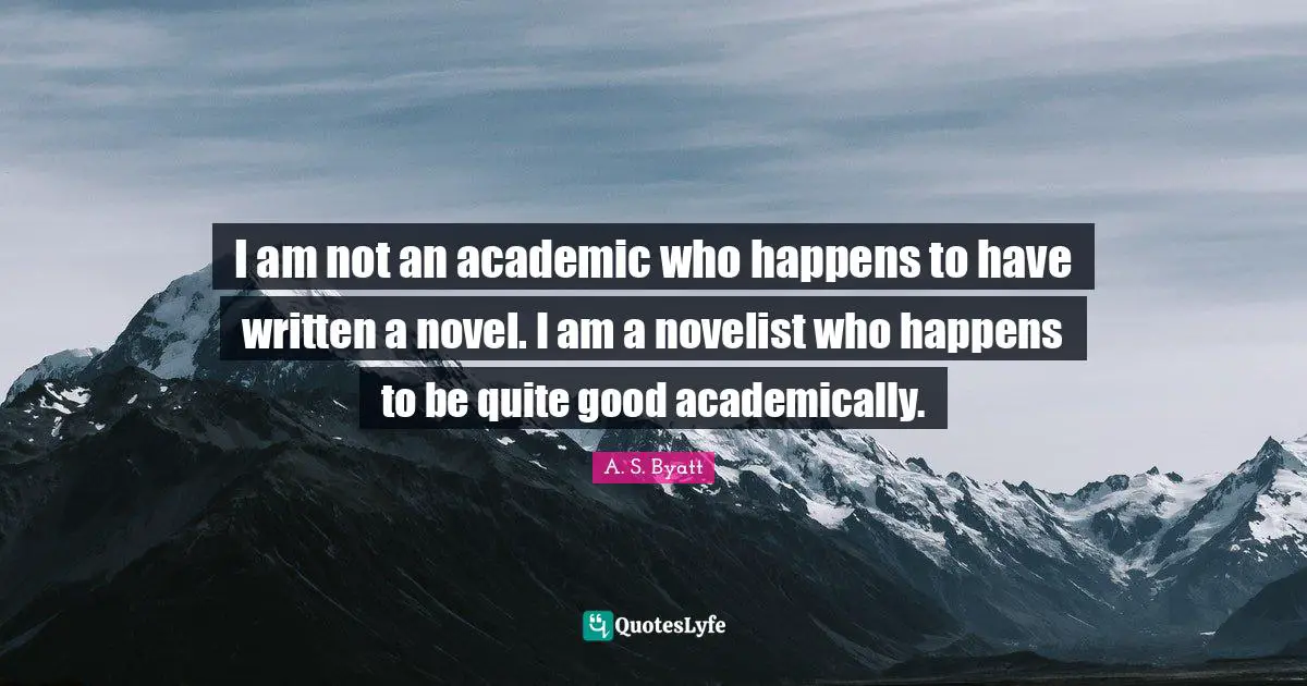 I am not an academic who happens to have written a novel. I am a novelist who happens to be quite good academically.