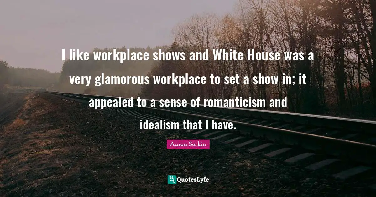 I like workplace shows and White House was a very glamorous workplace to set a show in; it appealed to a sense of romanticism and idealism that I have.