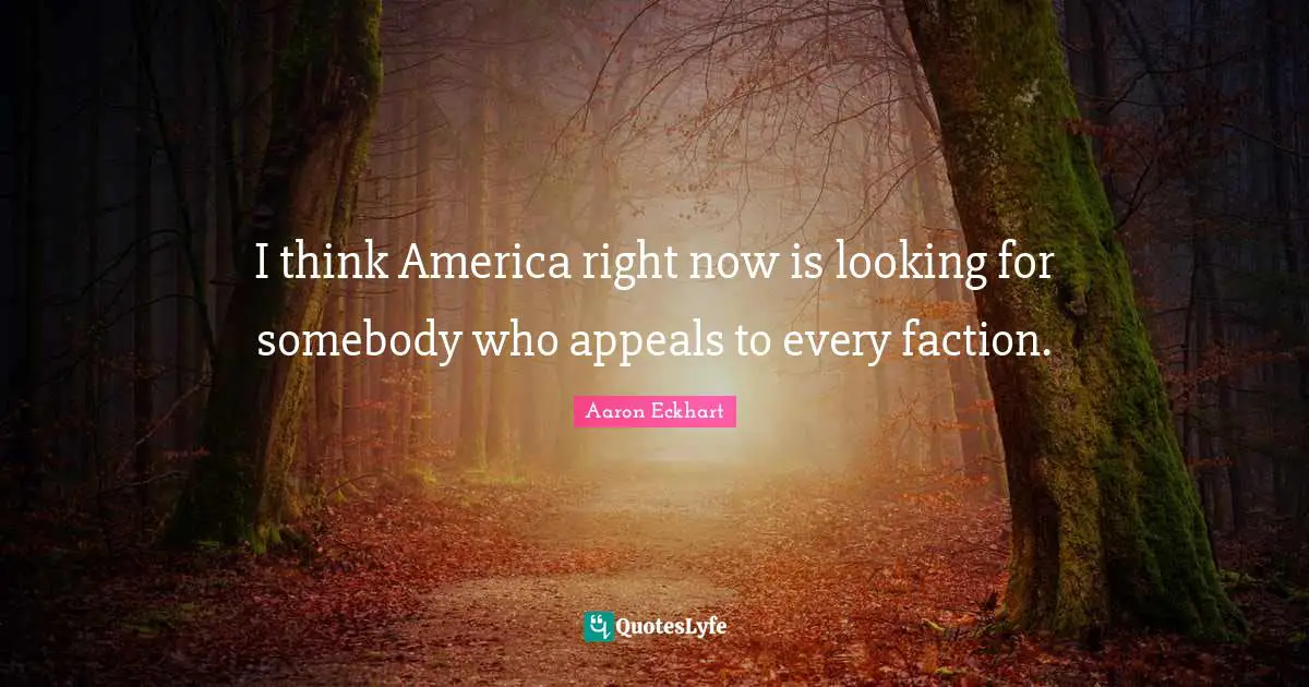 I think America right now is looking for somebody who appeals to every faction.