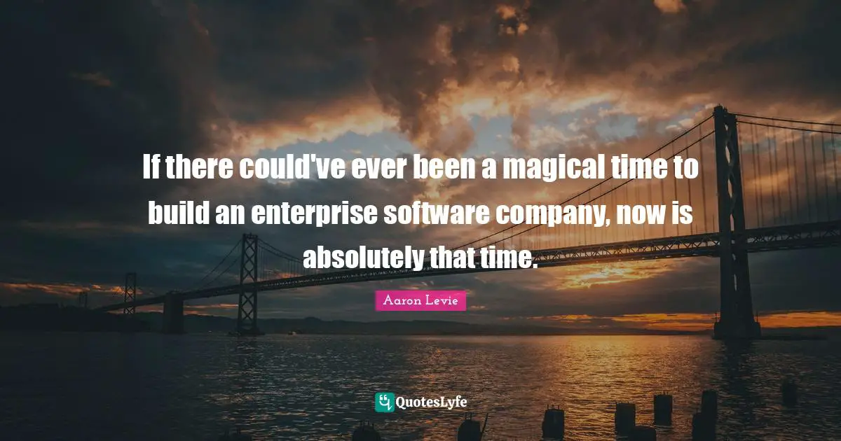 Aaron Levie Quotes: "If there could've ever been a magical time to build an enterprise software company, now is absolutely that time."