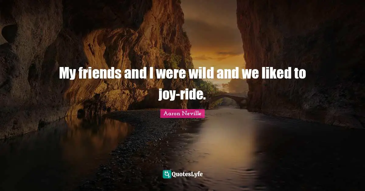 My friends and I were wild and we liked to joy-ride.