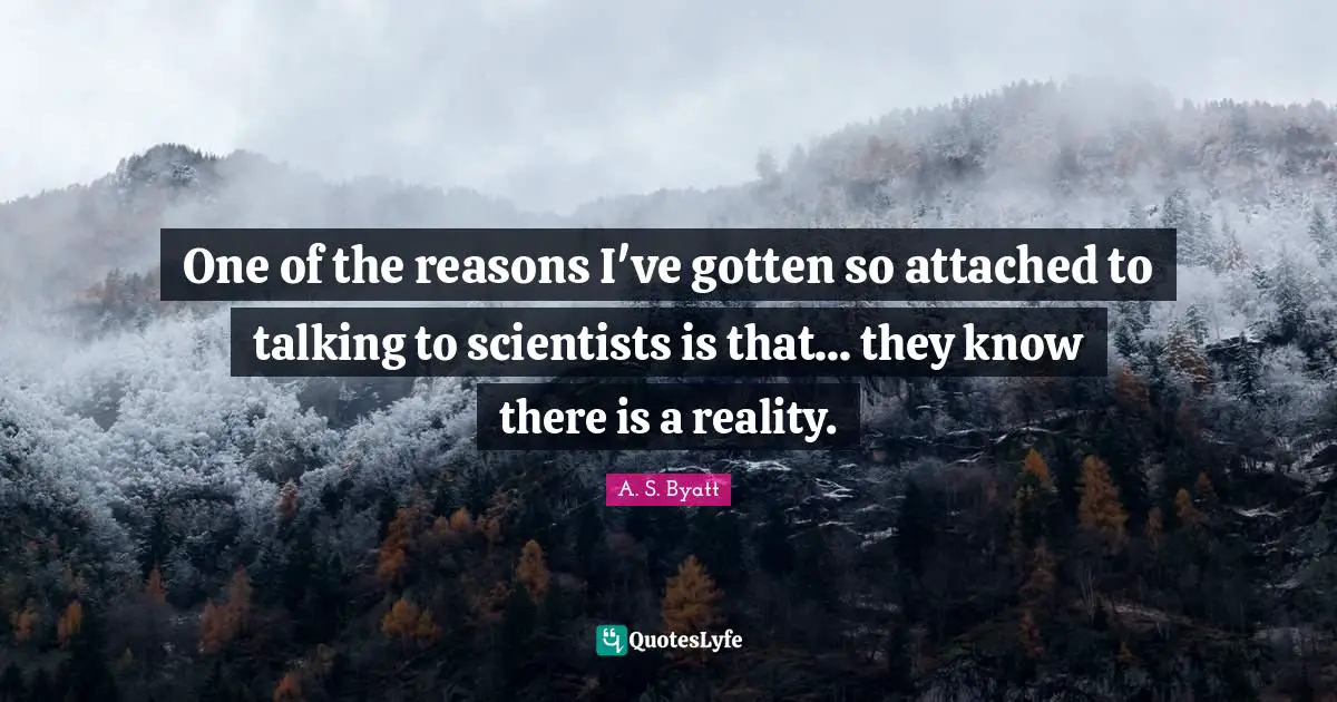 One of the reasons I've gotten so attached to talking to scientists is that... they know there is a reality.