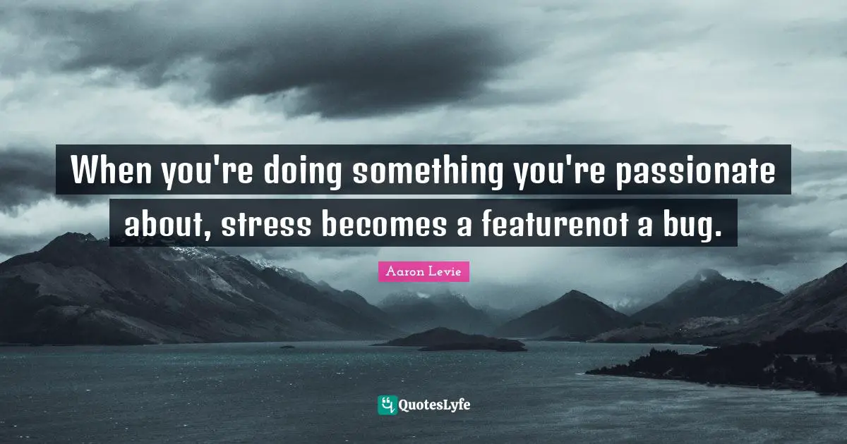 When you're doing something you're passionate about, stress becomes a featurenot a bug.