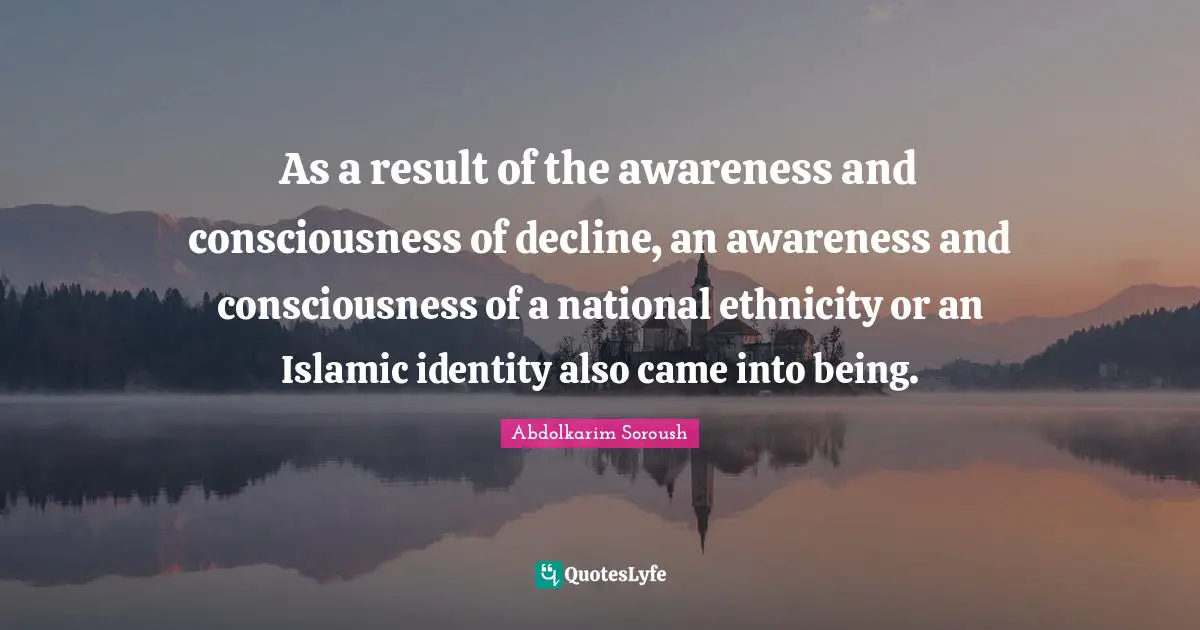 As a result of the awareness and consciousness of decline, an awareness and consciousness of a national ethnicity or an Islamic identity also came into being.