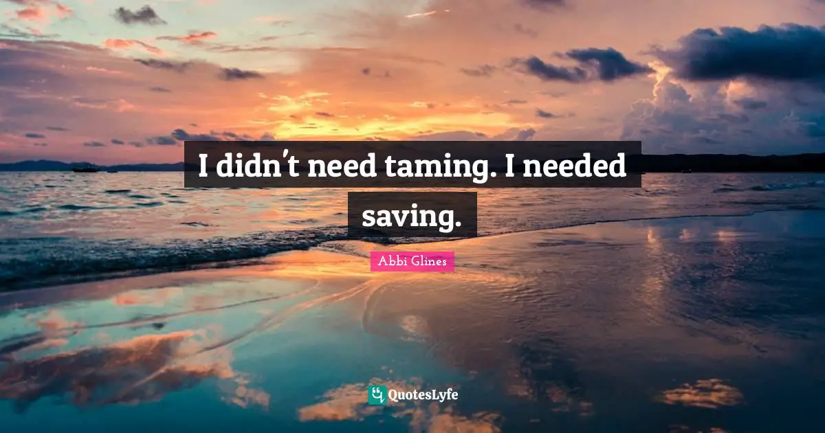 I didn't need taming. I needed saving.