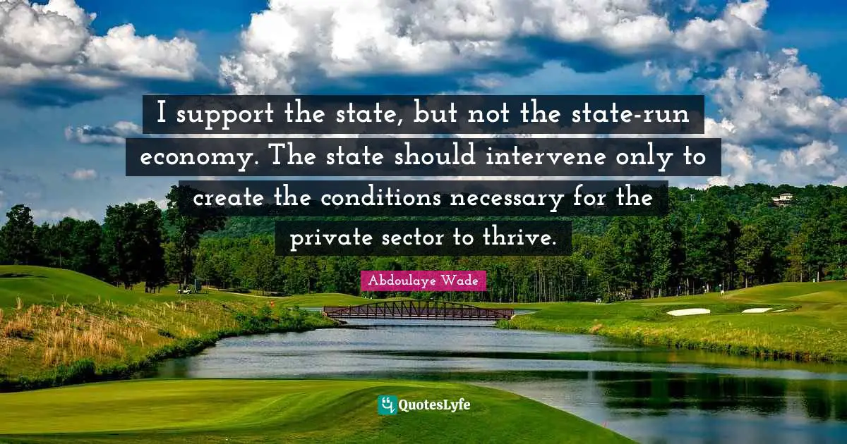 I support the state, but not the state-run economy. The state should intervene only to create the conditions necessary for the private sector to thrive.