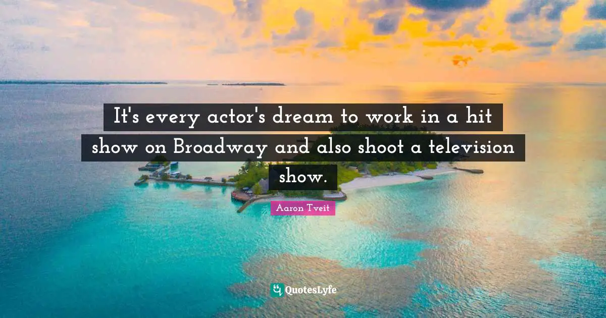 It's every actor's dream to work in a hit show on Broadway and also shoot a television show.