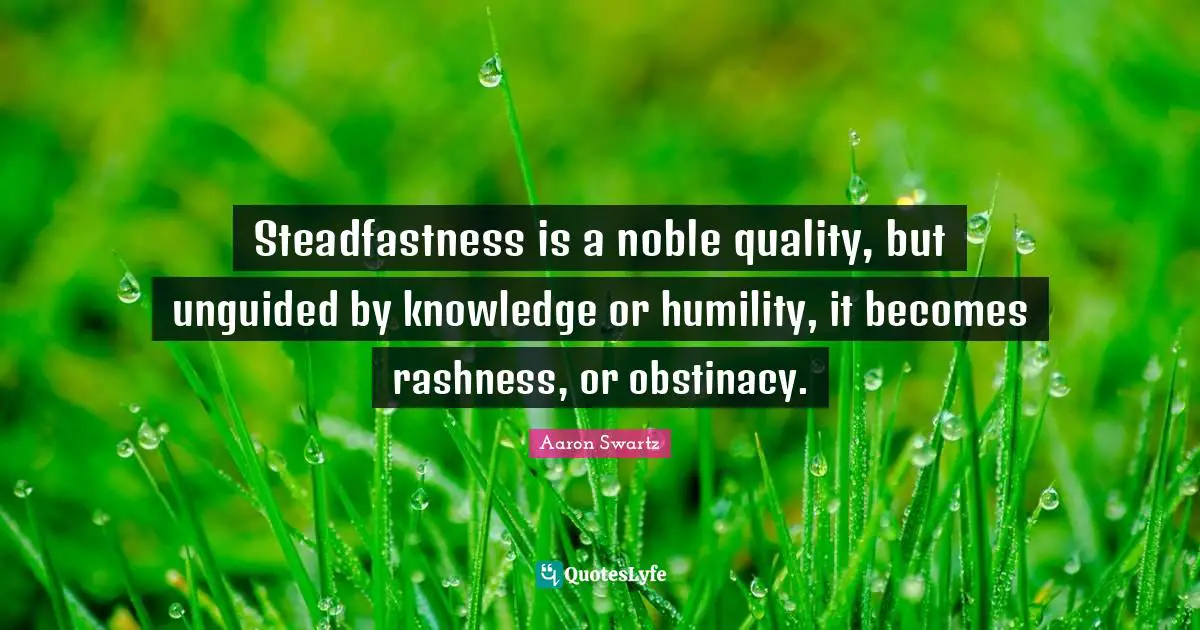 Noble Quotes: "Steadfastness is a noble quality, but unguided by knowledge or humility, it becomes rashness, or obstinacy."