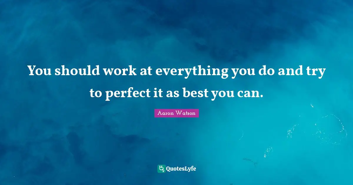 Aaron Watson Quotes: "You should work at everything you do and try to perfect it as best you can."