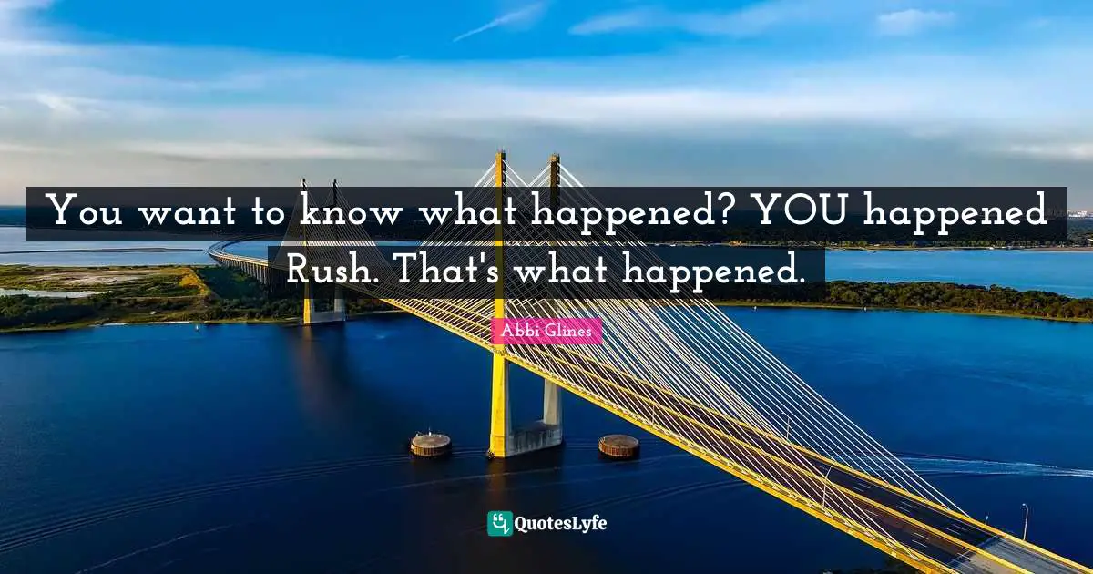You want to know what happened? YOU happened Rush. That's what happened.