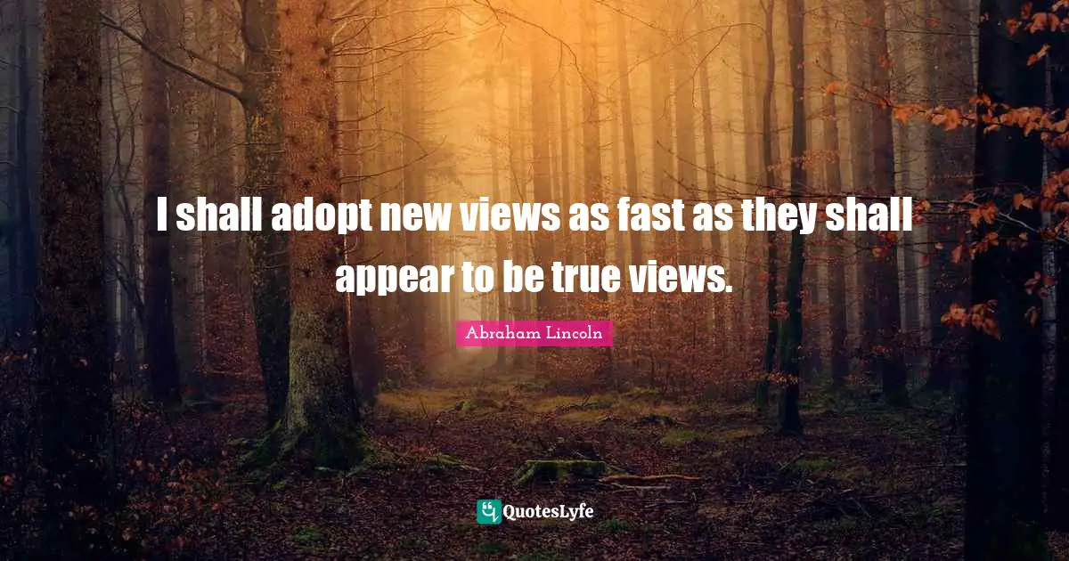 I shall adopt new views as fast as they shall appear to be true views.