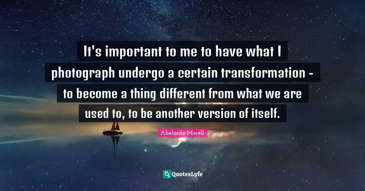 It's important to me to have what I photograph undergo a certain transformation - to become a thing different from what we are used to, to be another version of itself.