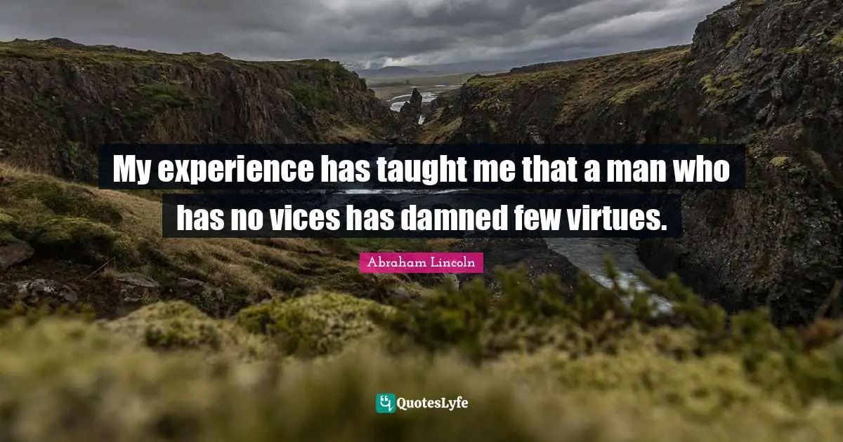My experience has taught me that a man who has no vices has damned few virtues.