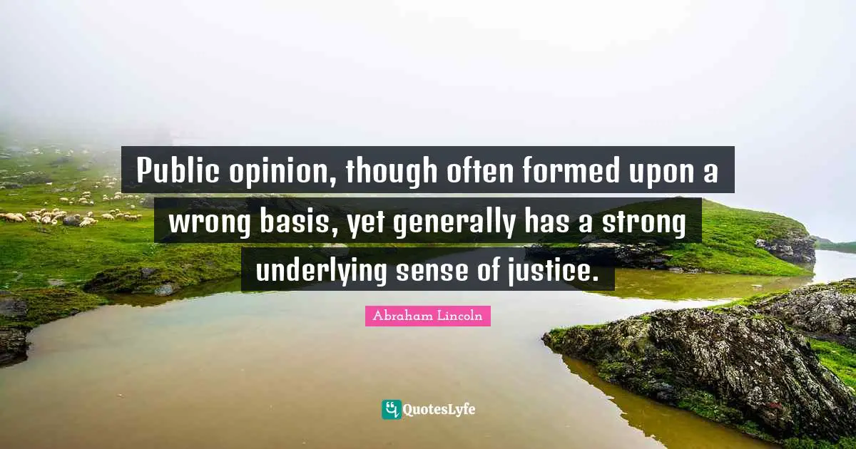 Public opinion, though often formed upon a wrong basis, yet generally has a strong underlying sense of justice.