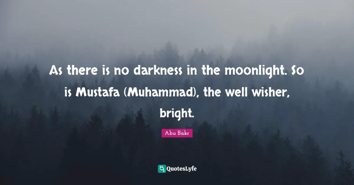Moonlight Quotes: "As there is no darkness in the moonlight. So is Mustafa (Muhammad), the well wisher, bright."