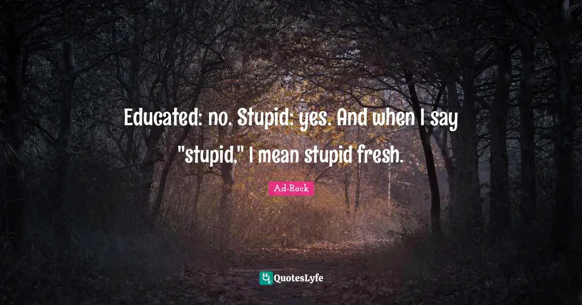 Educated: no. Stupid: yes. And when I say "stupid," I mean stupid fresh.