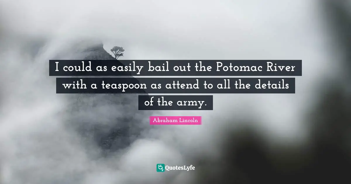 I could as easily bail out the Potomac River with a teaspoon as attend to all the details of the army.