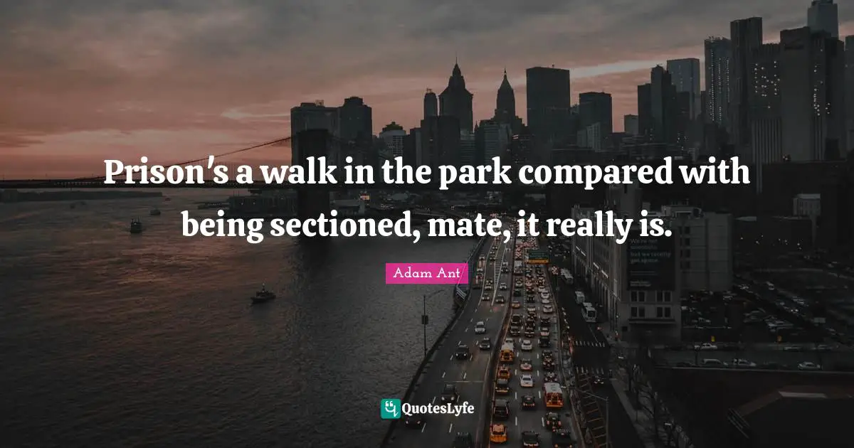 Prison's a walk in the park compared with being sectioned, mate, it really is.