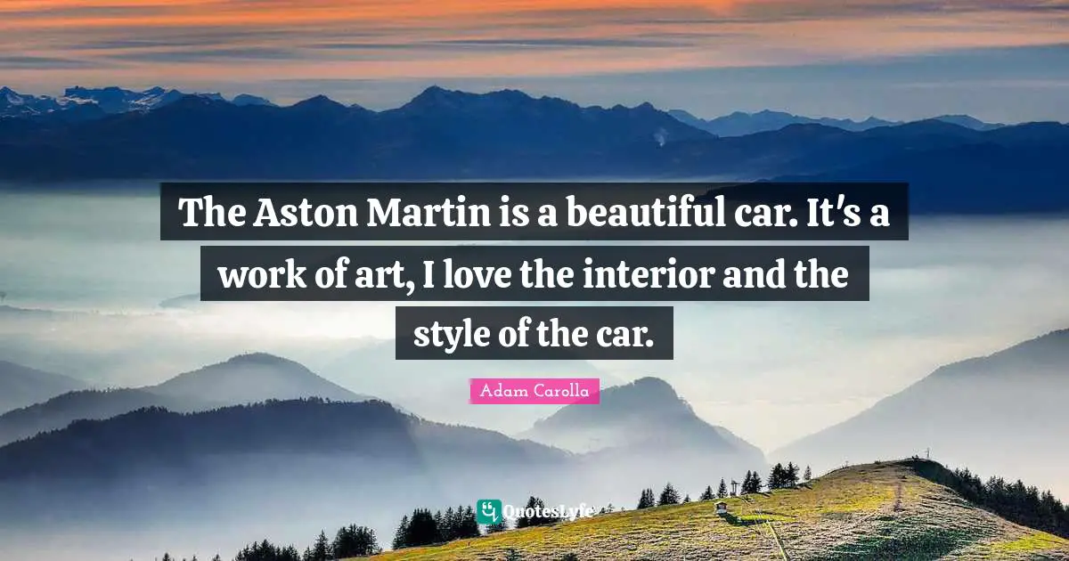 The Aston Martin is a beautiful car. It's a work of art, I love the interior and the style of the car.