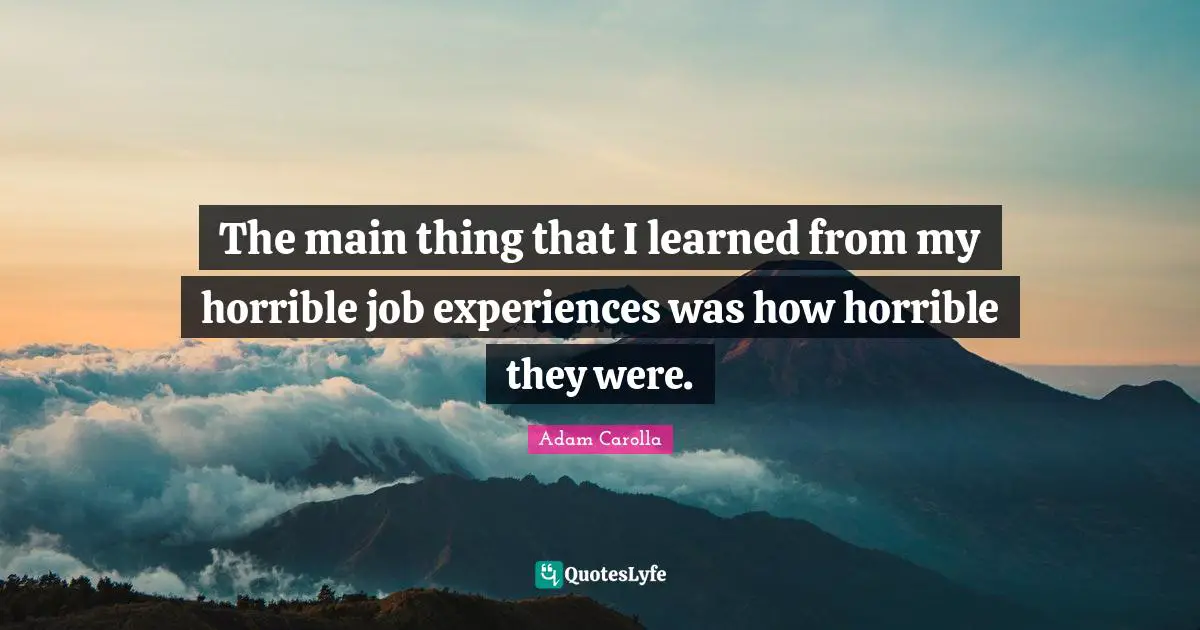 The main thing that I learned from my horrible job experiences was how horrible they were.