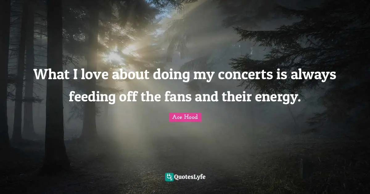 What I love about doing my concerts is always feeding off the fans and their energy.
