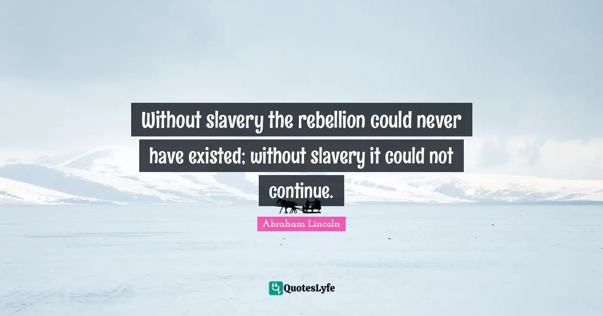 Without slavery the rebellion could never have existed; without slavery it could not continue.