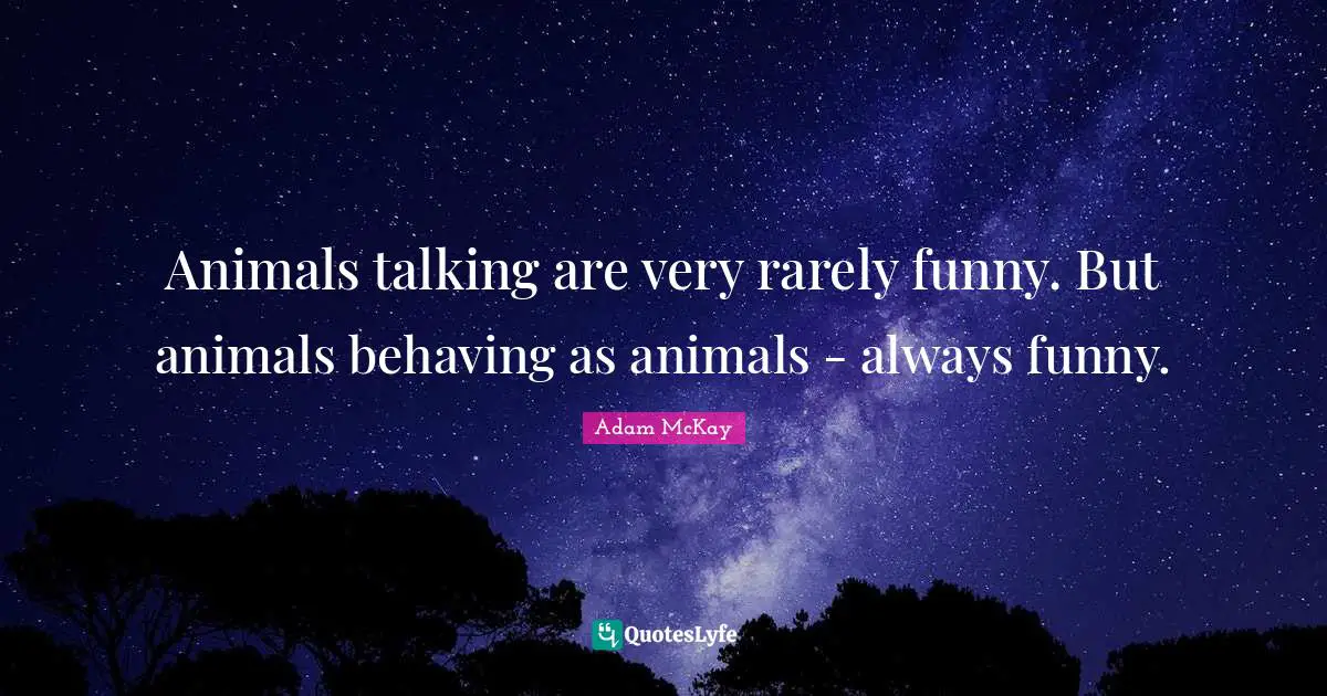Adam McKay Quotes: "Animals talking are very rarely funny. But animals behaving as animals - always funny."
