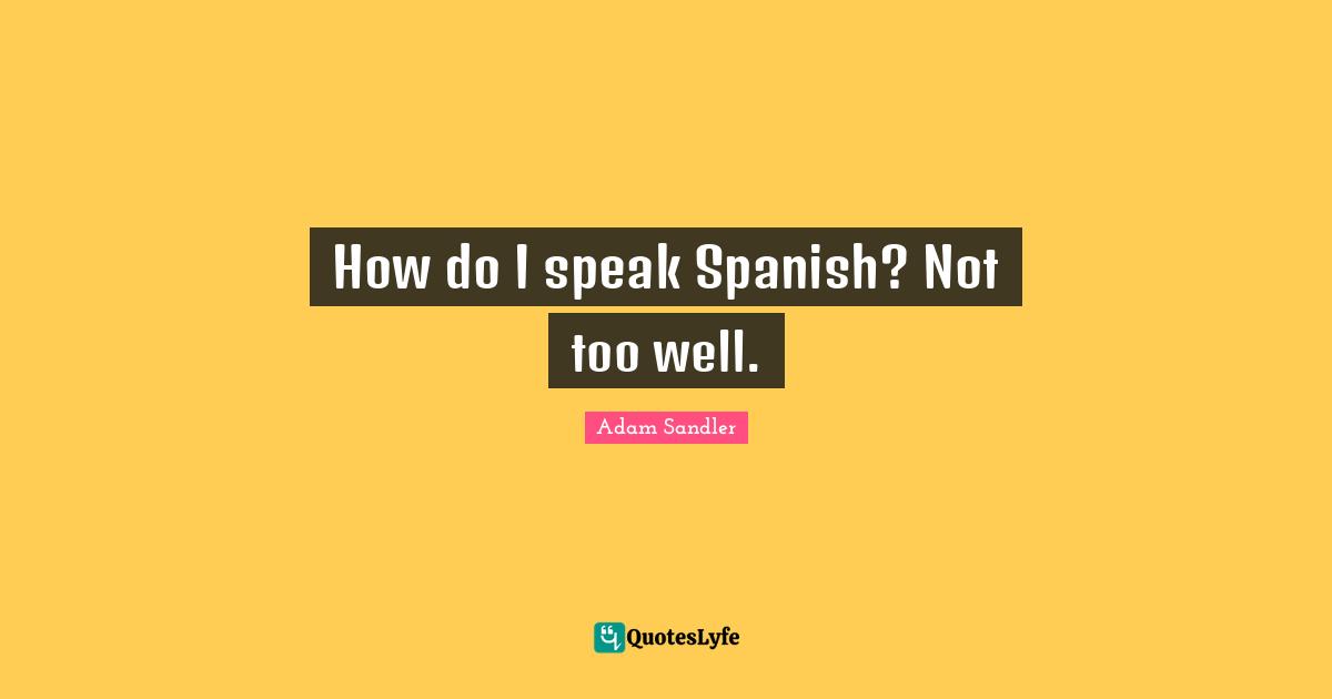 Adam Sandler Quotes: "How do I speak Spanish? Not too well."