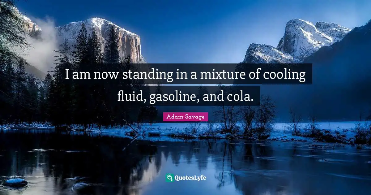 Gasoline Quotes: "I am now standing in a mixture of cooling fluid, gasoline, and cola."